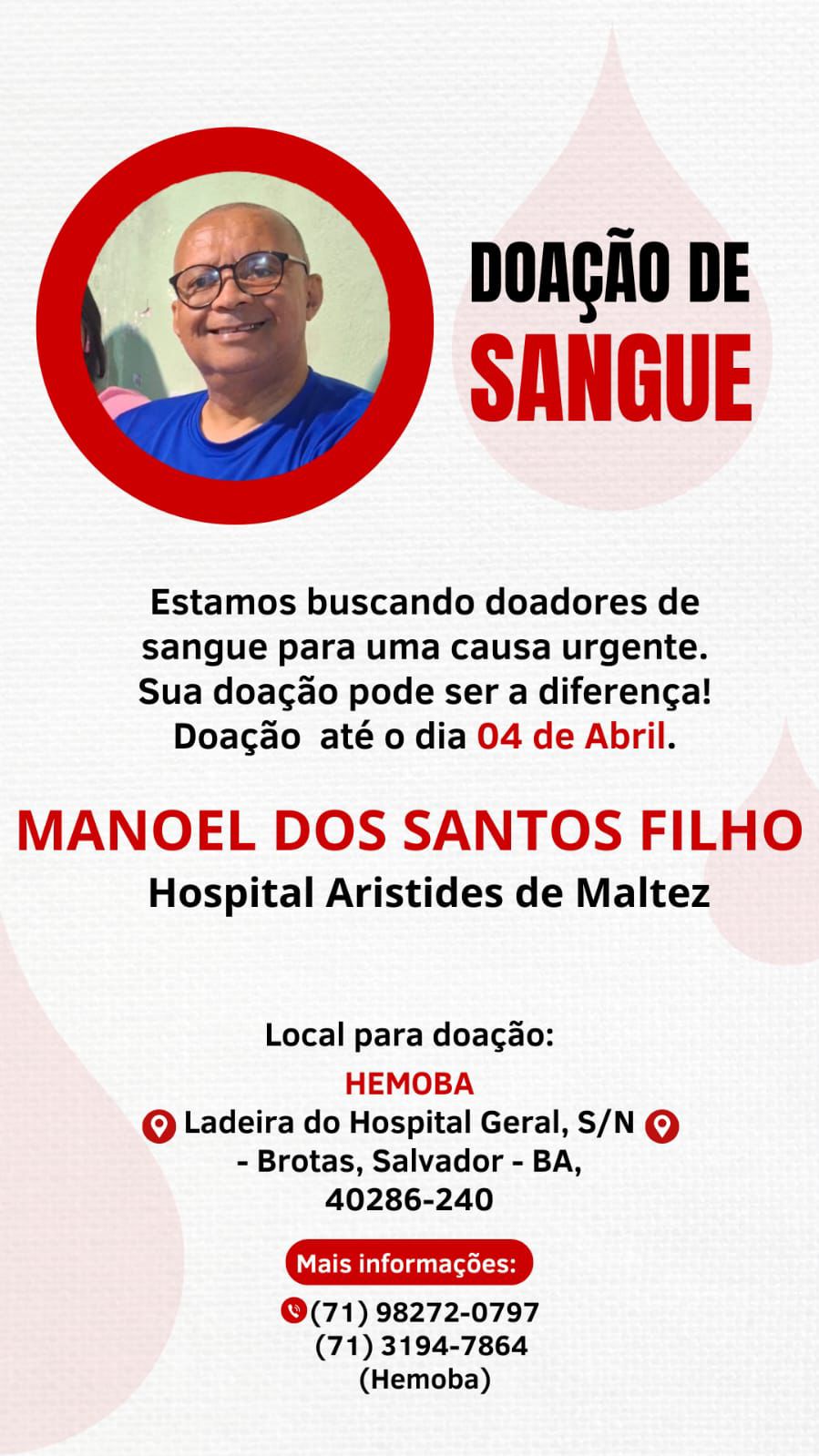 Simões Filho: Jornalista Romário dos Santos fará cirurgia e pede doação de sangue urgente