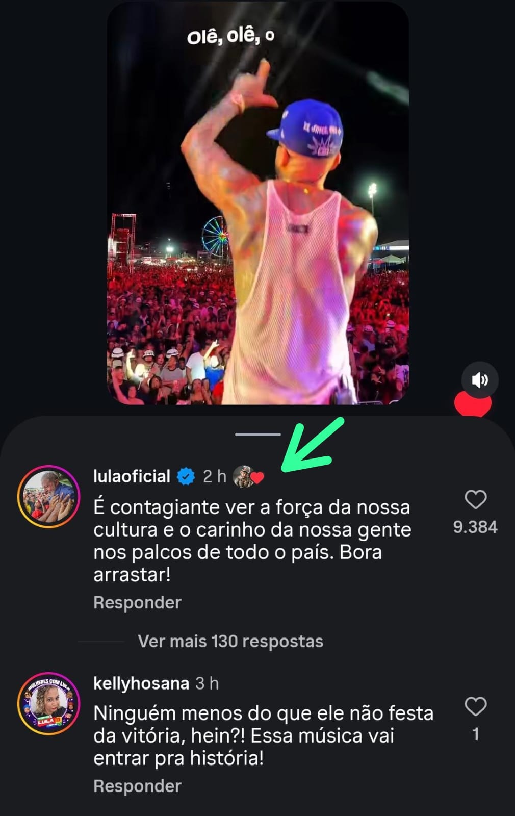 Kannário faz o L em show na Bahia, canta jingle de Lula e ganha comentário de agradecimento do presidente